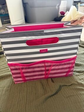 thirty-one Hot Pink & Gray Chevron Stripe Organizer Tote
